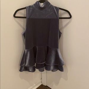 Velvet Mock Turtleneck with Peplum